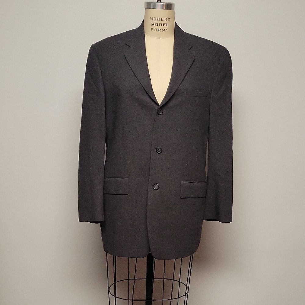 DKNY Essentials 100% Wool Charcoal Men's Blazer, Size 42L